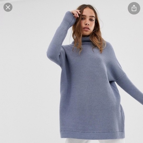 Free People Ottoman Slouchy Tunic Sweater Blue - Picture 3 of 13